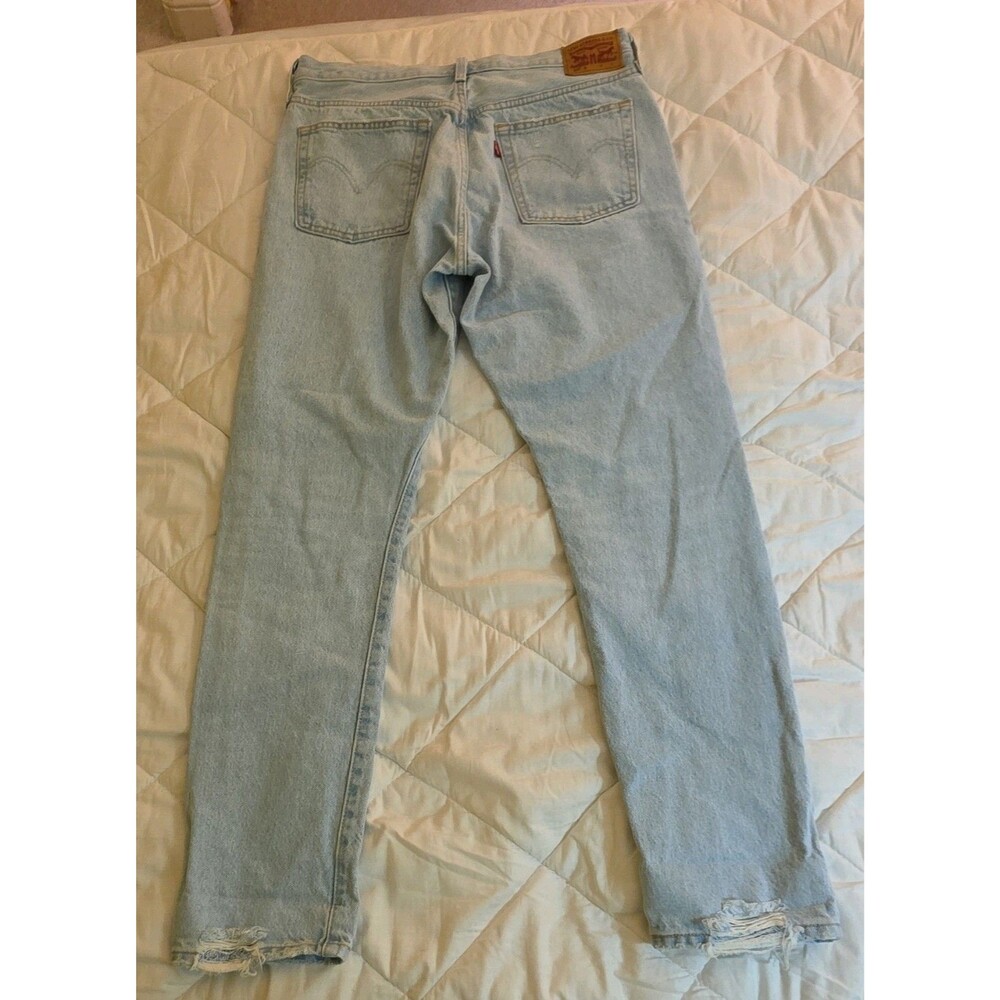 Levi's 501 Women's Jeans 30x30 - Light Wash Blue Denim Distressed Straight - Picture 10 of 10